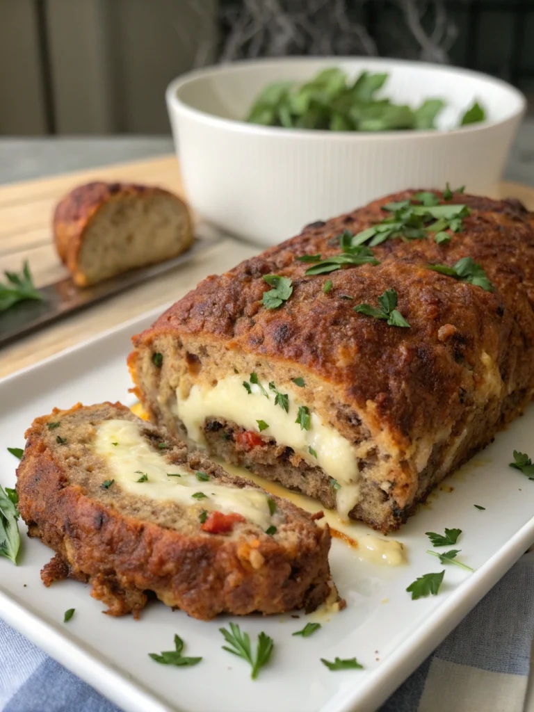 Cheesy Stuffed Meatloaf (Mozzarella Centered)