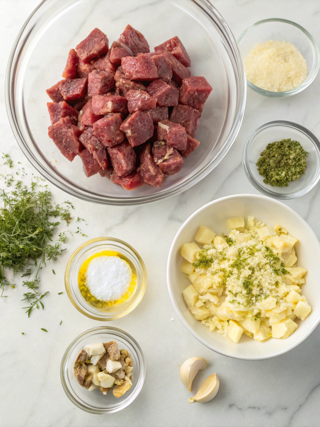 Garlic Butter Steak Bites 3 Garlic Butter Steak Bites preparing steps