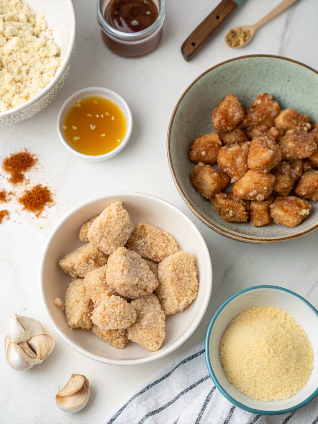 Honey Garlic Chicken Bites preparing steps