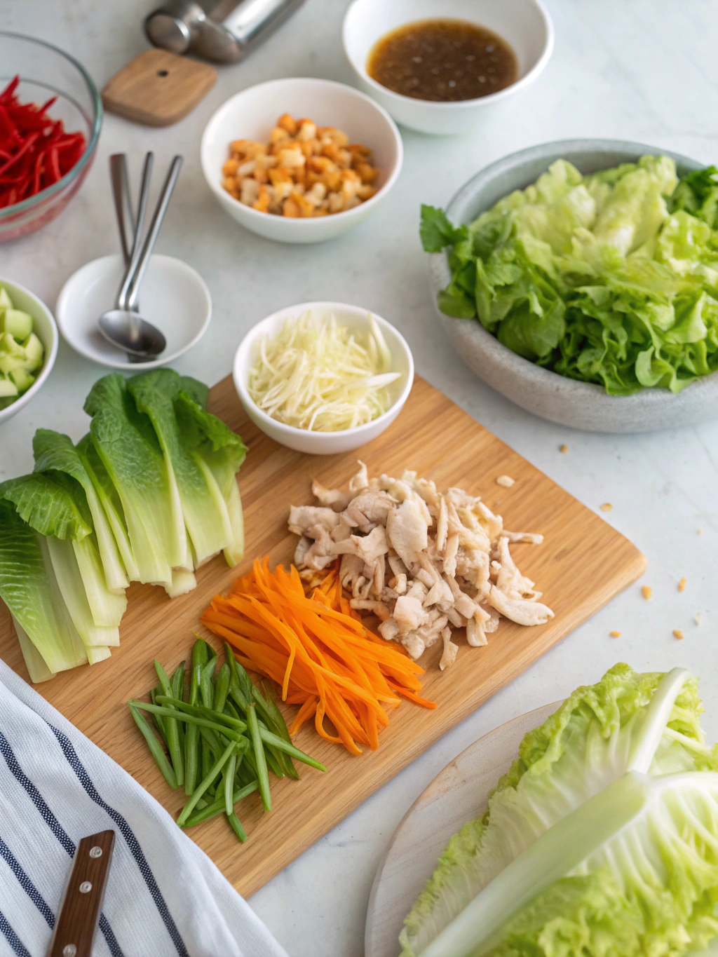 Lemongrass Chicken Lettuce Wraps preparing steps