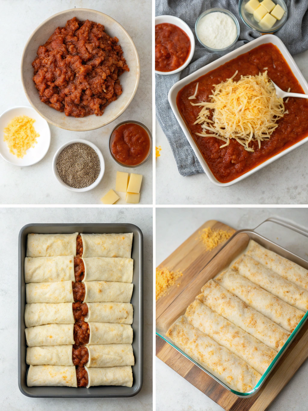 Easy Cheesy Ground Beef Enchiladas preparing steps