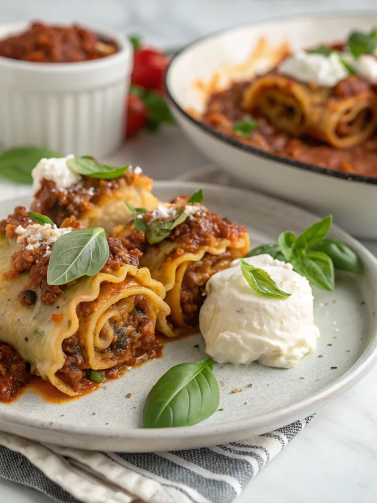 Beef & Ricotta Lasagna Roll-Ups