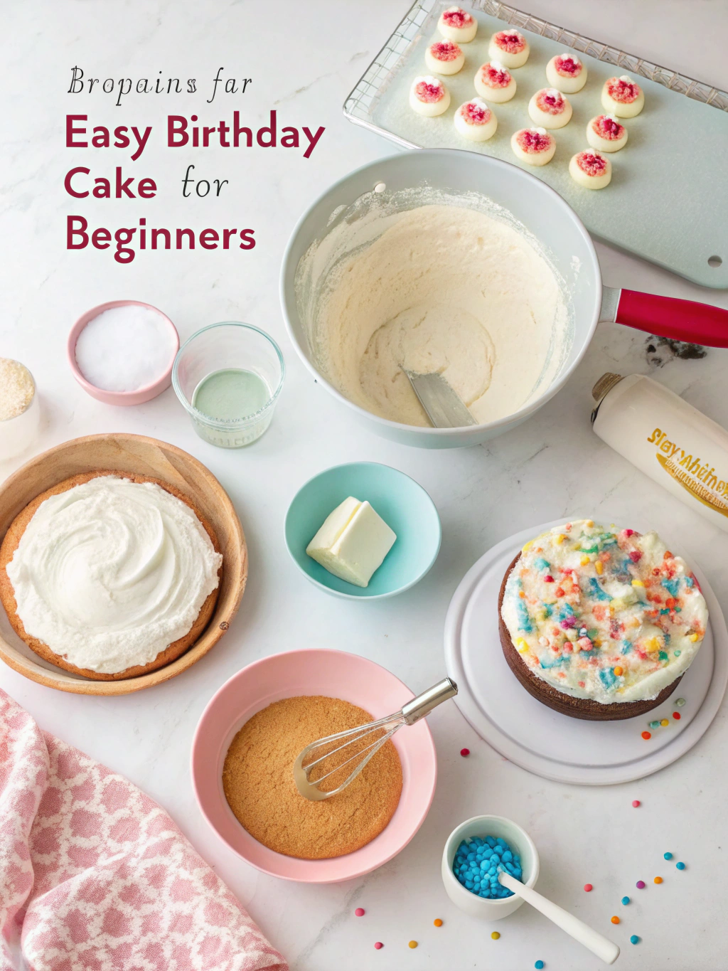 Easy Birthday Cake Ideas for Beginners preparing steps