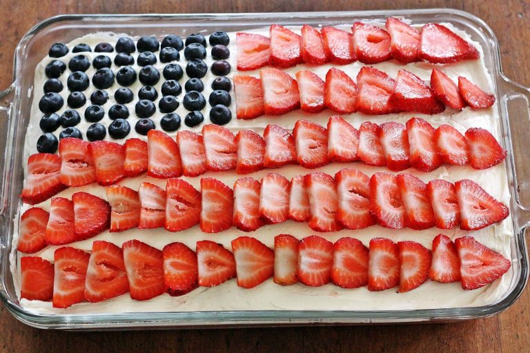 4th of July American Flag Strawberry Poke Cake