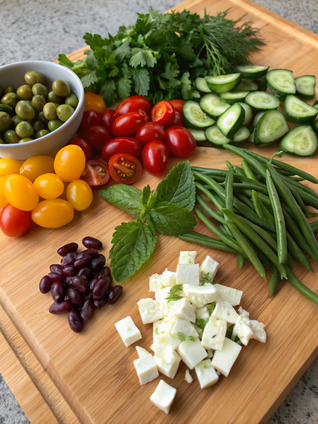 Mediterranean Bean Salad ingredients
