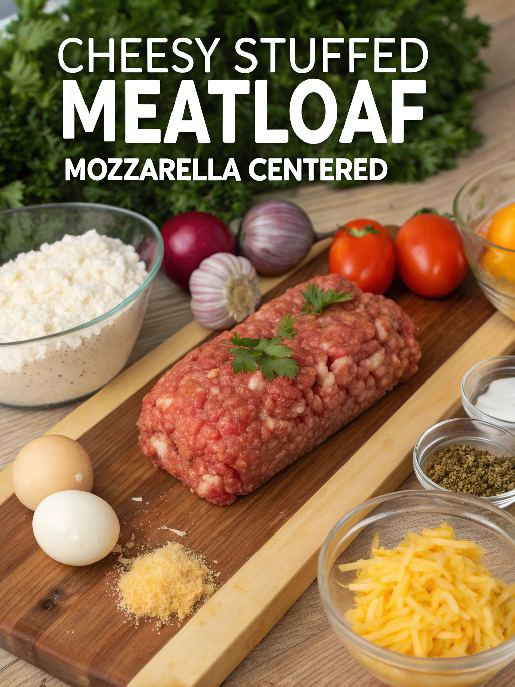 Cheesy Stuffed Meatloaf (Mozzarella Centered) 2 Cheesy Stuffed Meatloaf (Mozzarella Centered) ingredients