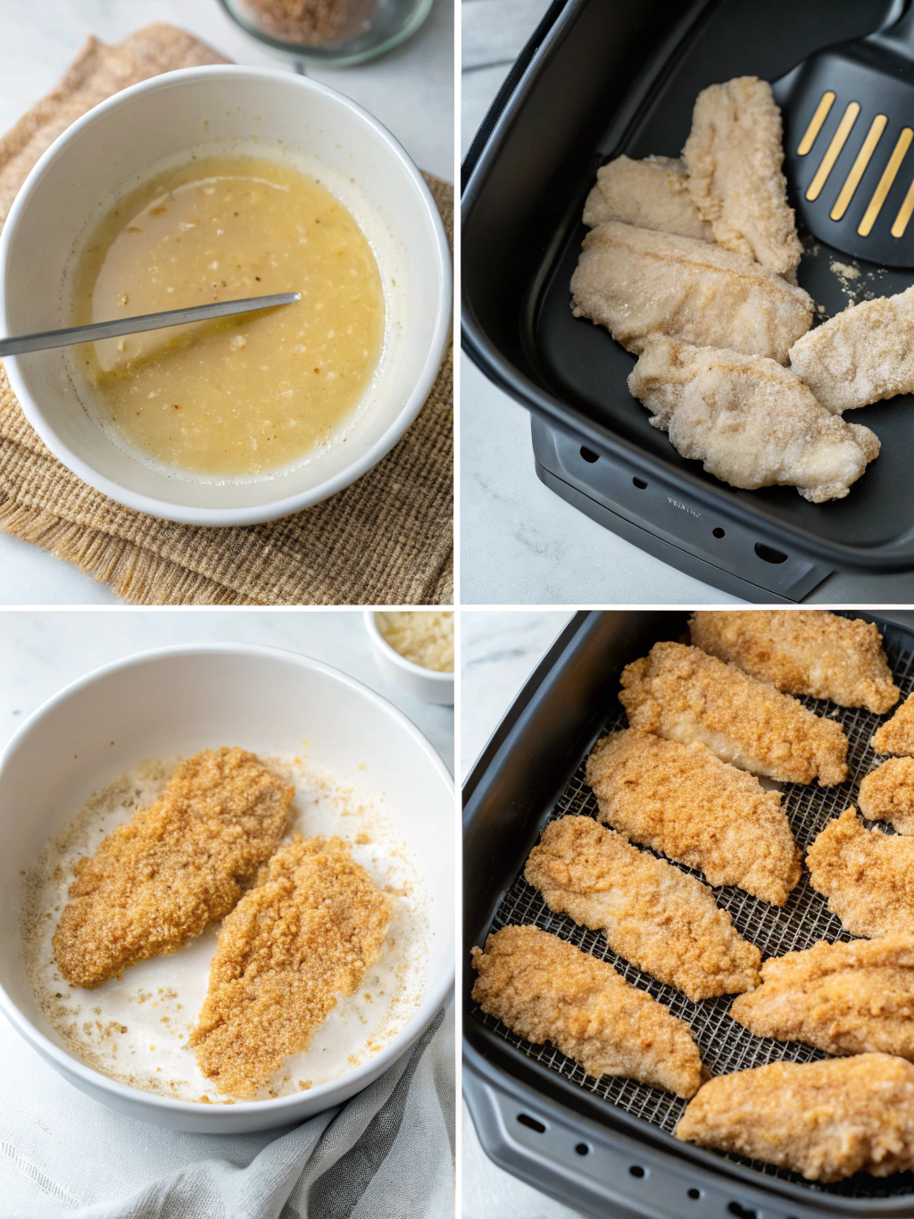 Air Fryer Chicken Tenders (No Oil, All Crunch!) preparing steps