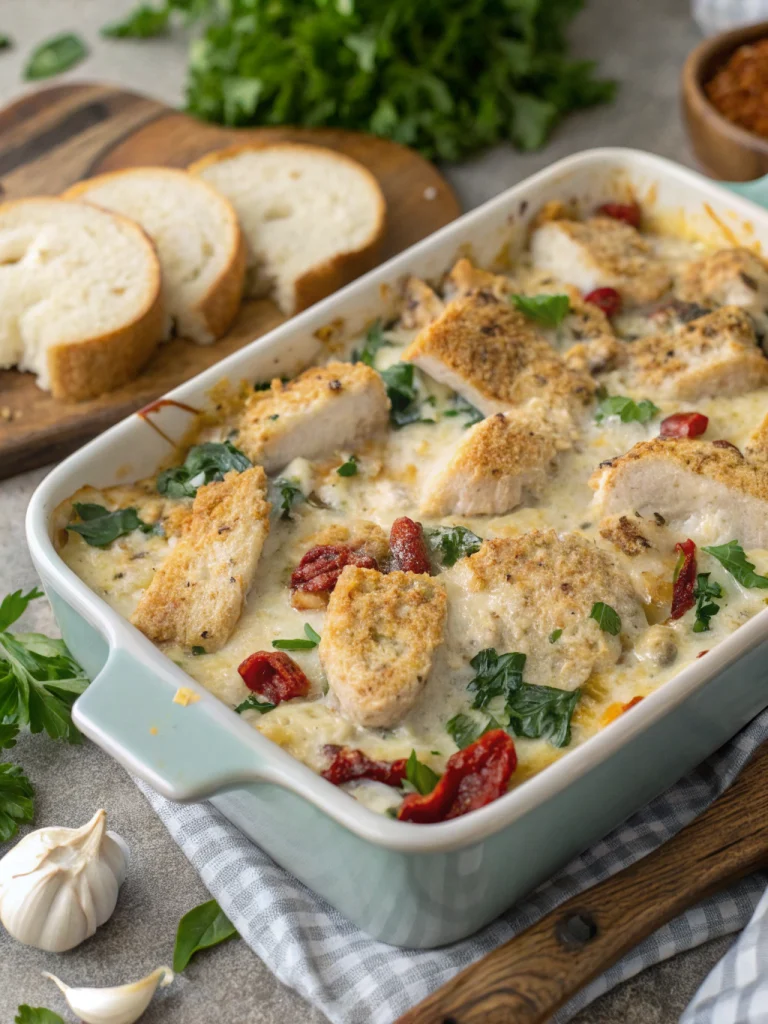 High-Protein Chicken Alfredo Bake