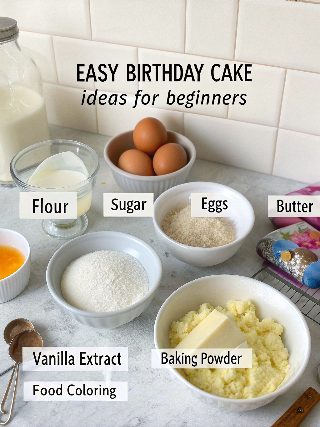 Easy Birthday Cake Ideas for Beginners ingredients