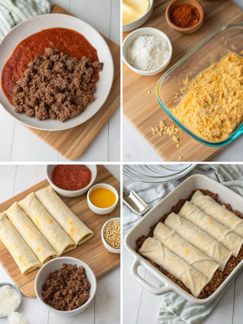 Easy Cheesy Ground Beef Enchiladas preparing steps